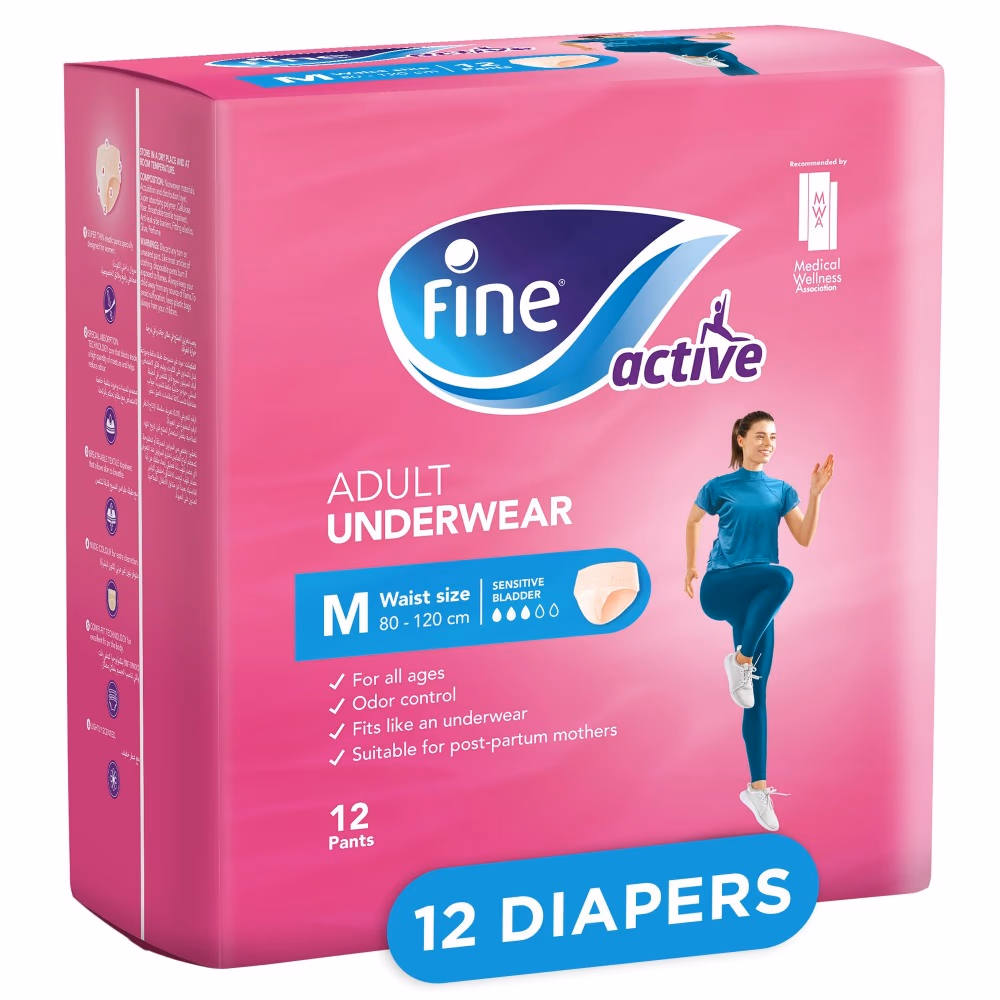 Fine Care Active Women Medium Pull-Up Diapers – 12s