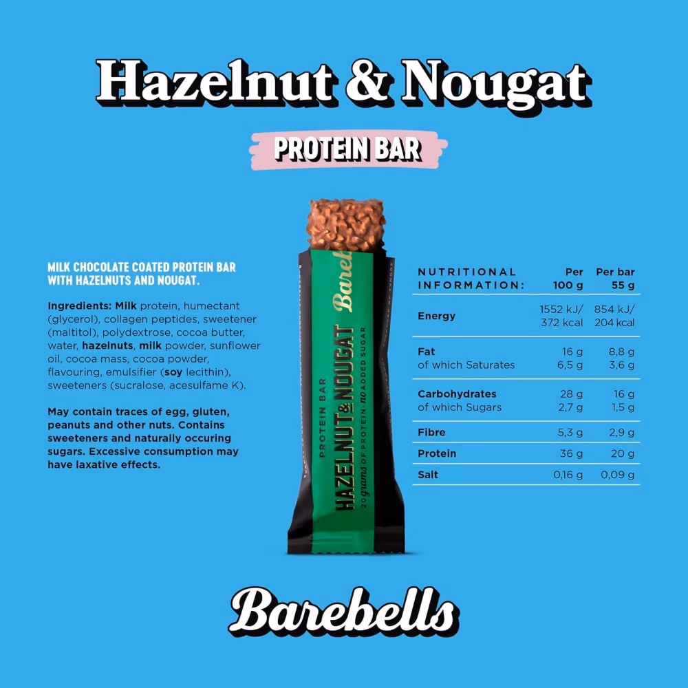 Barebells Vegan Hazelnut Nougat Protein Bar - 55g 5