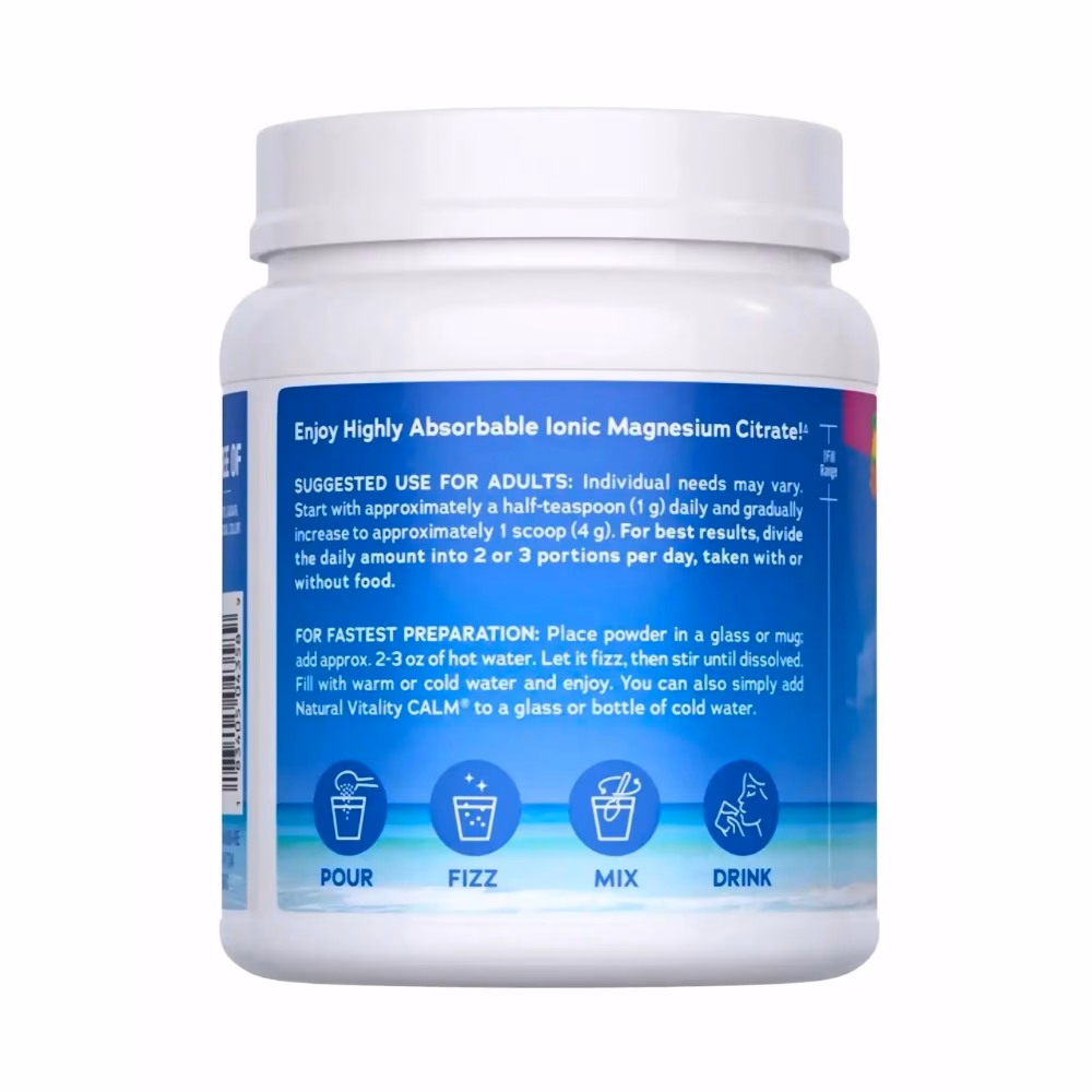 Natural Vitality Calm Magnesium Citrate Powder – Raspberry Lemon Flavor, 567g 2