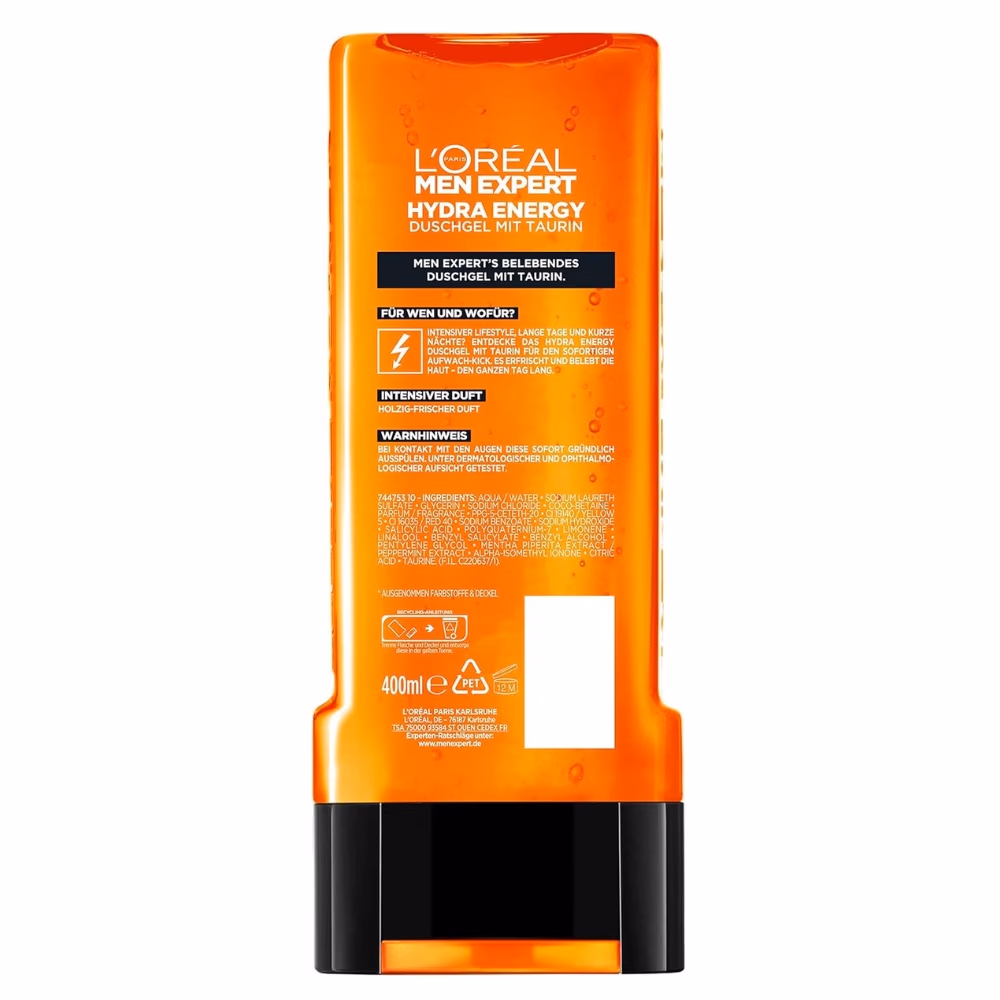 LOreal Men Expert Hydra Energetic XXL Shower Gel 400ml – Hydrating & Refreshing Body Wash 2