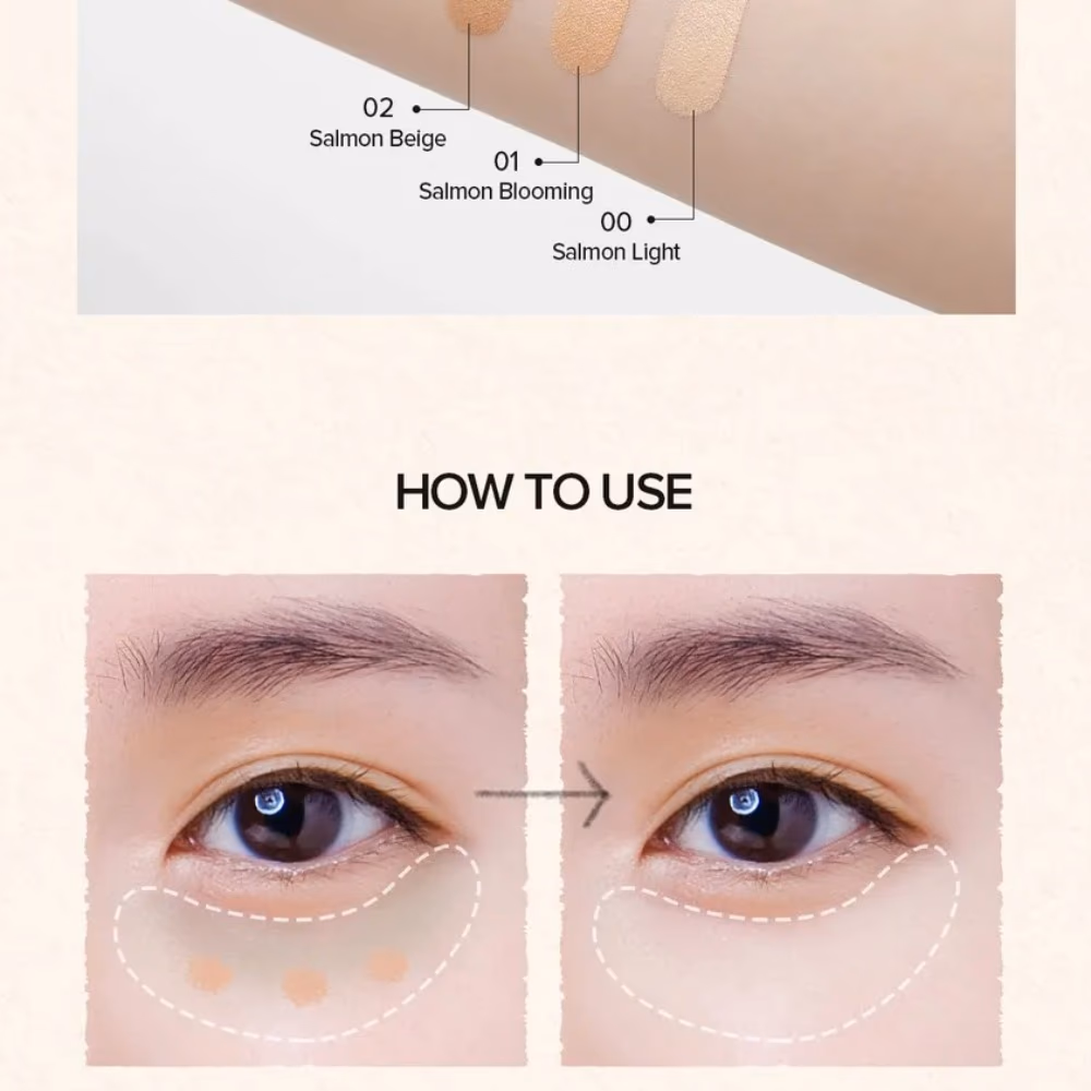 Skinfood Salmon Dark Circle Concealer Cream 10gm – No.00 Sheer Beige | Salmon Extract & Omega-Rich Coverage for Under Eyes 3