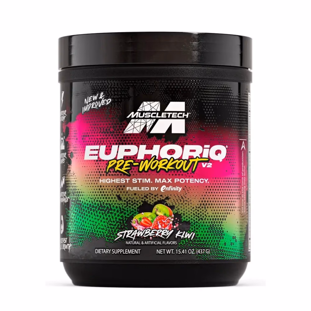 MuscleTech EuphoriQ Pre Workout V2 with enfinity, Strawberry Kiwi, 437 g