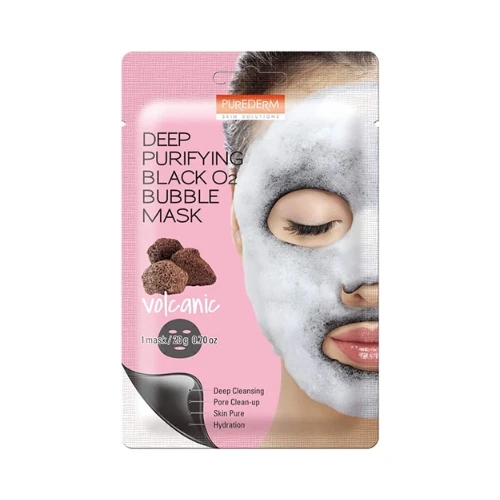 Purederm  Deep Purifying Black O2 Bubble Mask Volcanic 20gm 1