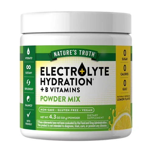Nature’s Truth Electrolyte Hydration Powder Mix – Lemon Flavor – 121g
