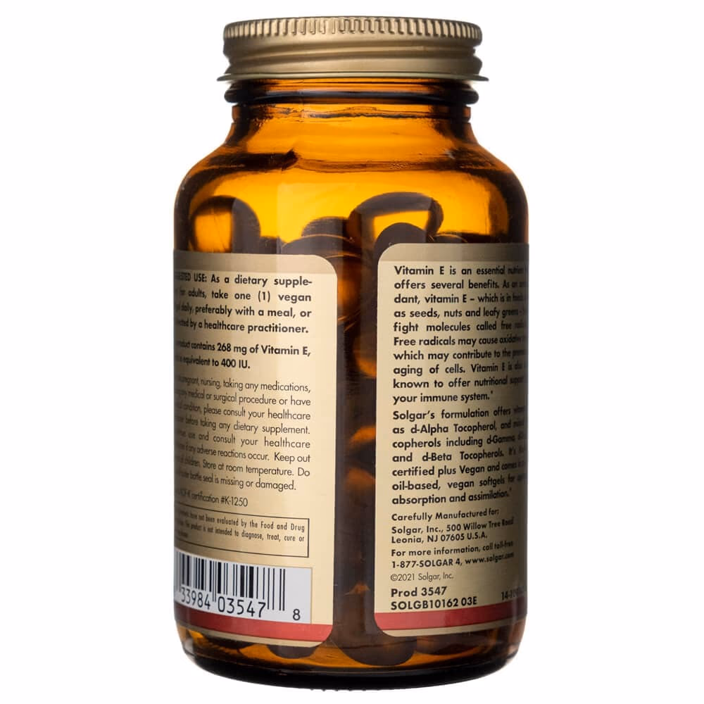 Solgar Vitamin E 400IU D-Alpha - 100 Softgels 3