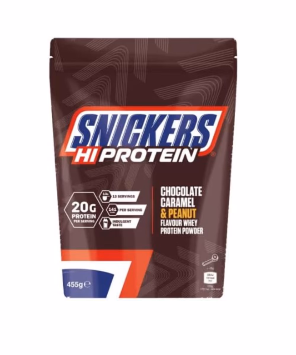 Snickers Hi Protein Chocolate Caramel and Peanut Whey Powder 455g 1