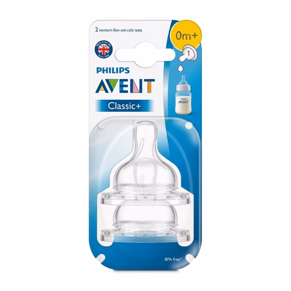 Philips Avent Classic+ Anti-Colic Newborn Flow Teats 0m+ SCF 631-27 - Pack of 2 1
