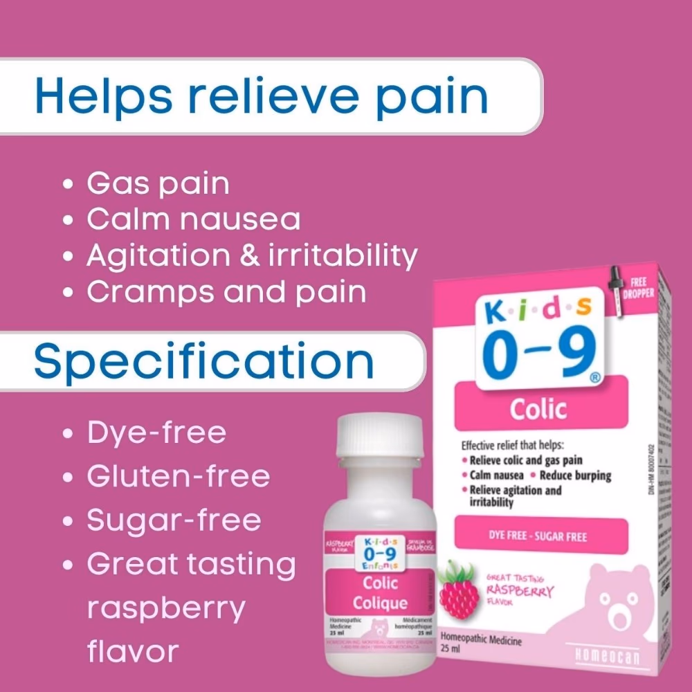Homeocan Kids 0-9 Colic Oral Solution 25ml - Raspberry Flavor 5