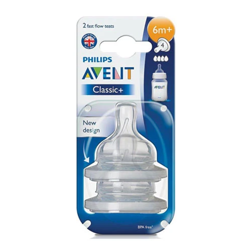 Philips Avent Classic+ Anti-Colic Fast Flow Teats 6m+ SCF 634,27 - Pack of 2