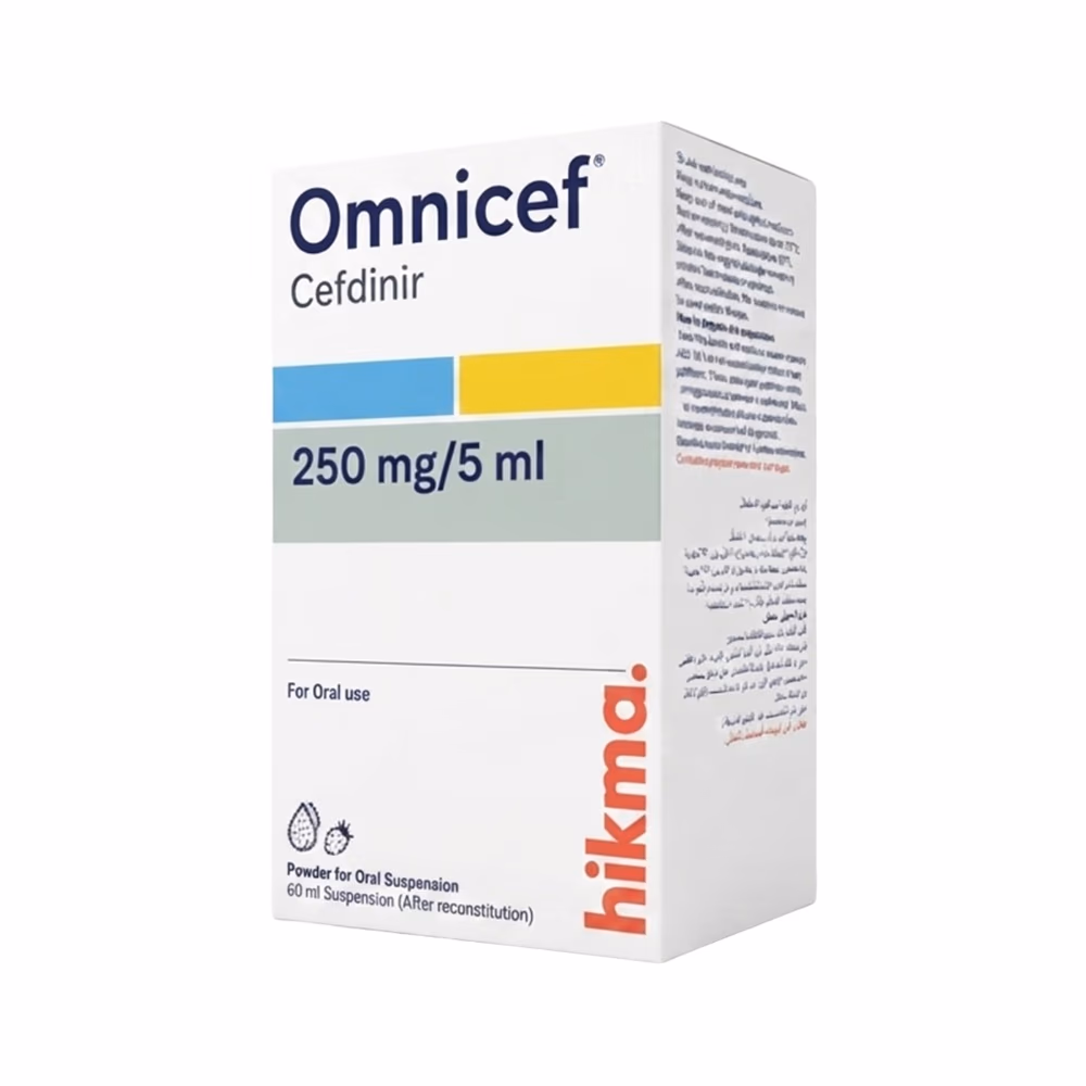 Omnicef Cefdinir 250mg/5ml Powder for Oral Suspension, Cherry Flavour, 60ml Description
