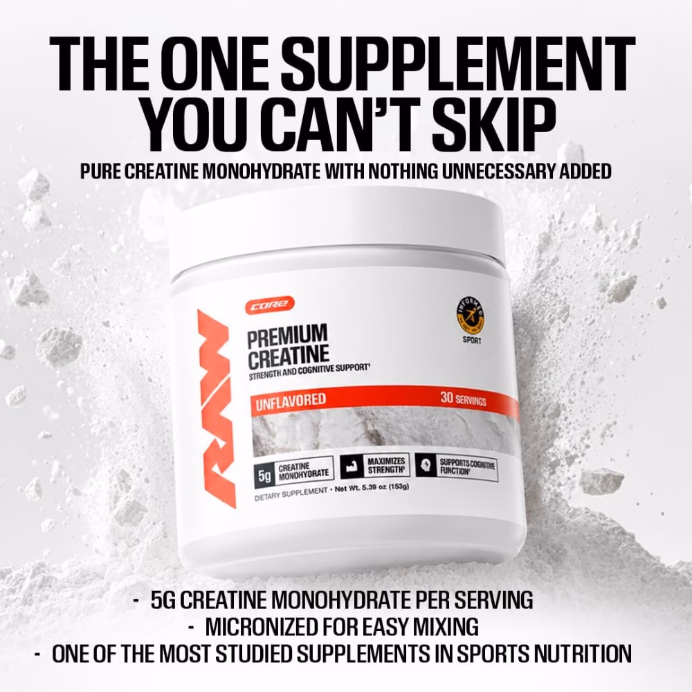 Raw Nutrition Premium Creatine 225gm – Unflavored | Strength and Cognitive Support | Pack of 2 (100 Servings) 4