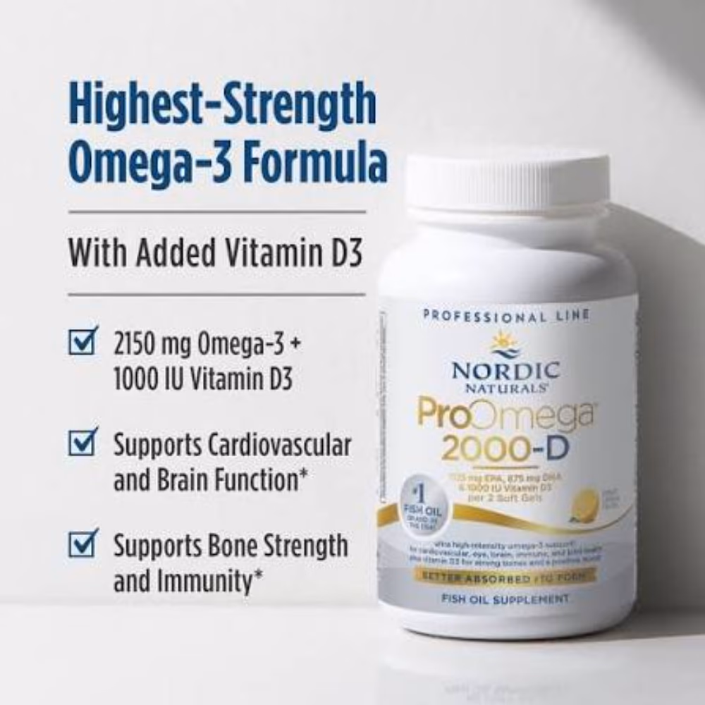 Nordic Naturals ProOmega 2000-D, 120 Soft Gels – High-Intensity Omega-3 Fish Oil with Vitamin D3 for Cardiovascular and Bone Support 4