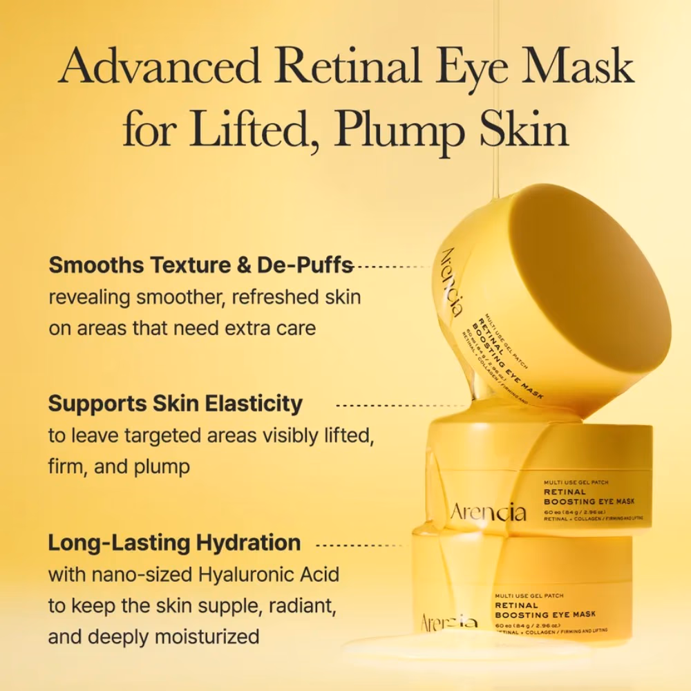 Arencia Retinal Boosting Eye Mask Multi Use Gel Patches with Retinal & Collagen 60 Patches 84g 3