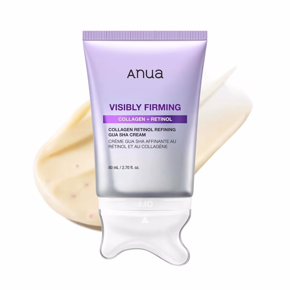 Anua Visibly Firming Collagen Retinol Refining Gua Sha Cream, 80ml – Targeted Firming Treatment with Built-in Sculpting Applicator