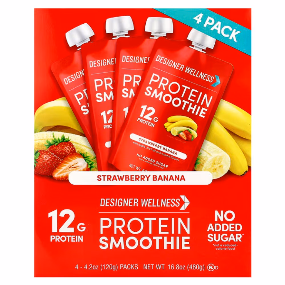 Designer Wellness Protein Smoothie Strawberry Banana 4-Pack – Ready-to-Drink Nutrition