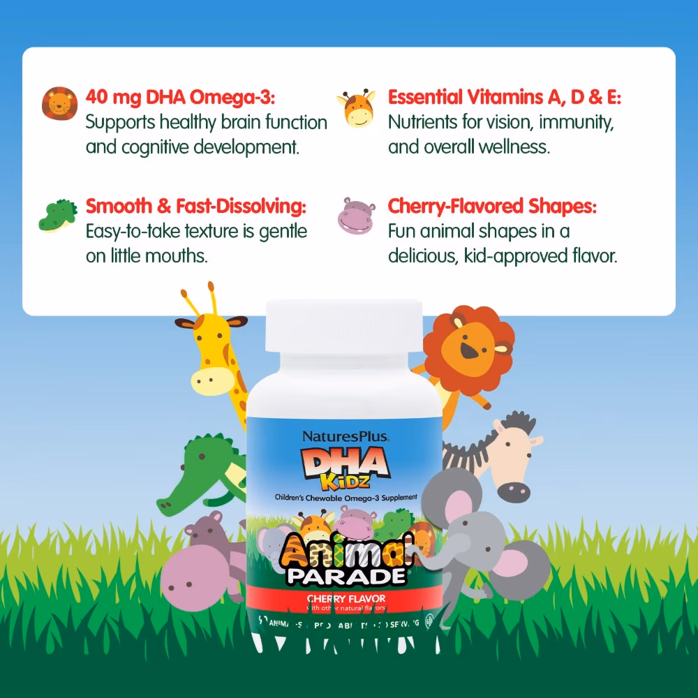 Natures Plus  Animal Paradae Dha for Kids Cherry Chewables Tablet 90s 3