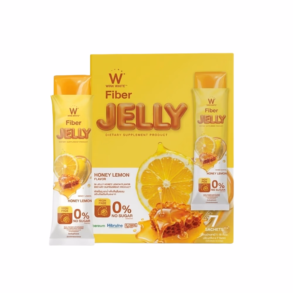 Wink White Fiber Jelly – Honey Lemon Flavor – Dietary Supplement Product – 7 Sachets