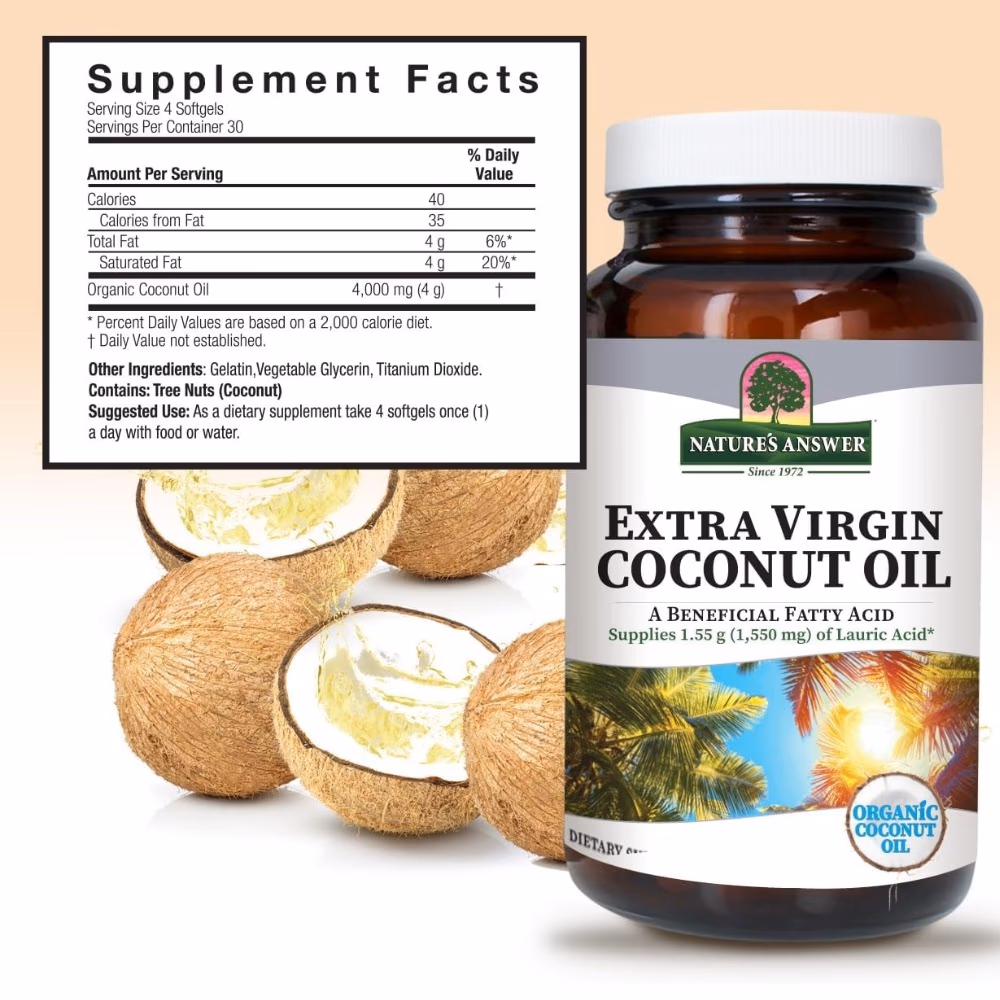 Natures Answer Extra Virgin Coconut Oil-120 Softgels 4