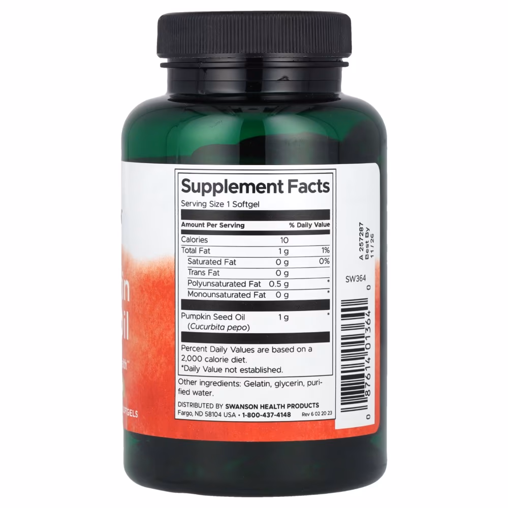 Swanson Pumpkin Seed Oil 1000mg Softgels 100s 2