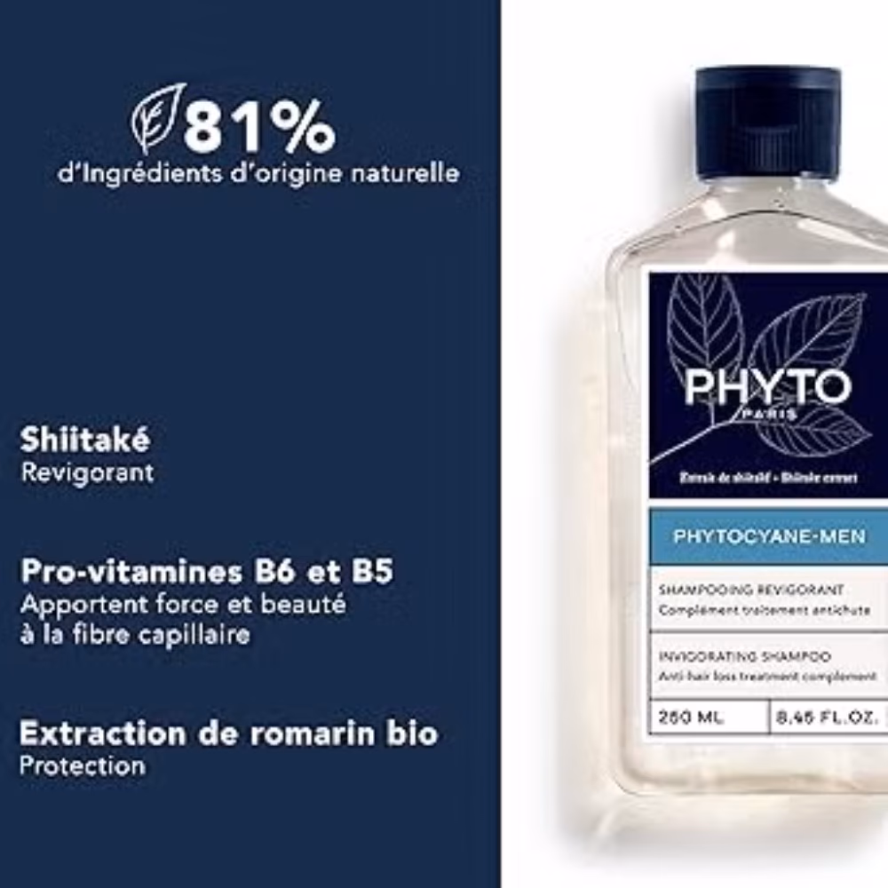 Phyto Paris Phytocyane Men Invigorating Shampoo Anti Hair Loss Treatment Complement with Shiitake Extract and Provitamin B6 250ml 2