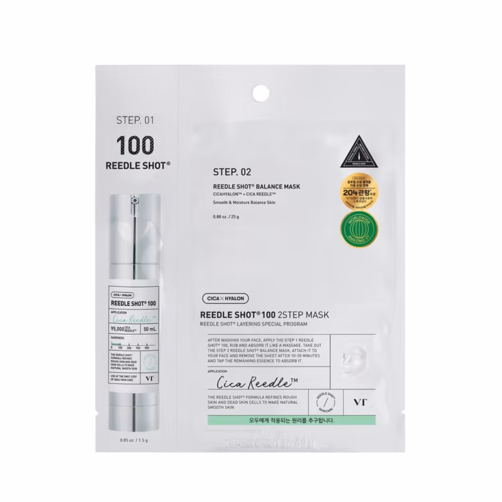 VT Reedle Shot 100 2 Step Mask with Cica Reedle™ & Balance Hydrogel Mask 1.5g + 25g
