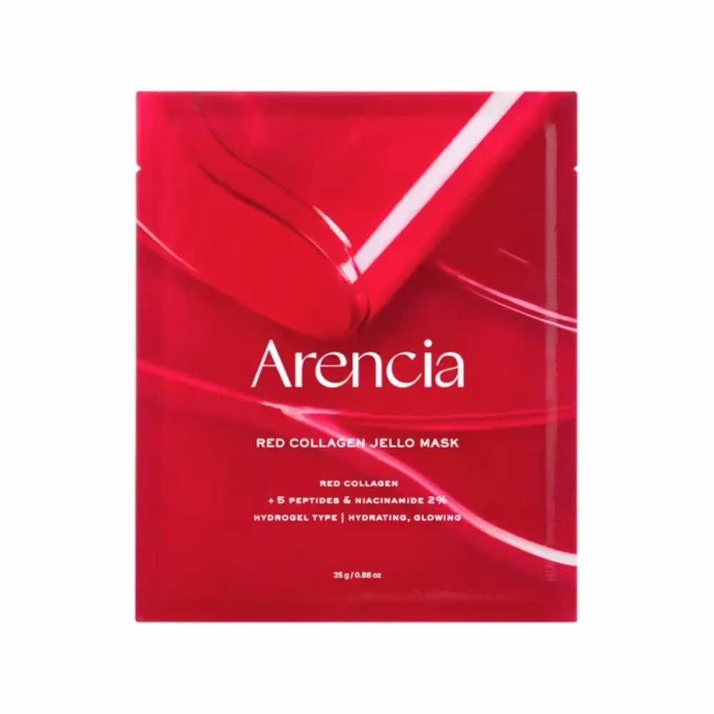 Arencia Red Collagen Jello Mask Hydrating Hydrogel Sheet Mask with 5 Peptides & 2% Niacinamide 25g 1