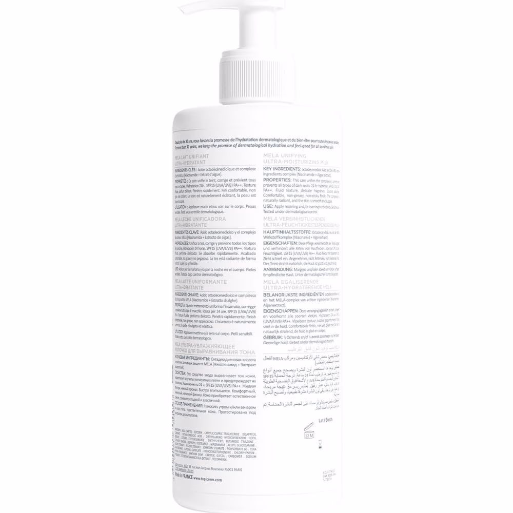 Topicrem MELA Unifying Ultra Moisturizing Milk Brightening Body Lotion for Sensitive Skin 500ml 2