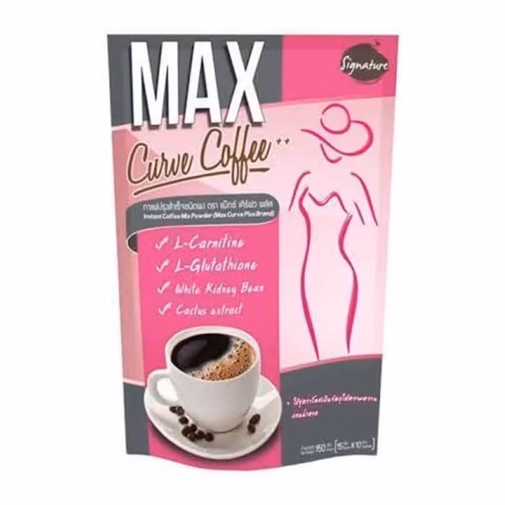 Max Curve Coffee Signature – Instant Coffee Mix Powder with L-Carnitine, L-Glutathione, White Kidney Bean & Cactus Extract – 10 Sachets 1