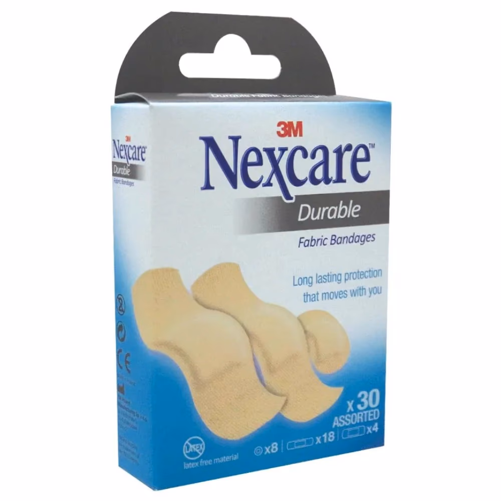 Nexcare Durable Fabric Bandages Assorted 30s