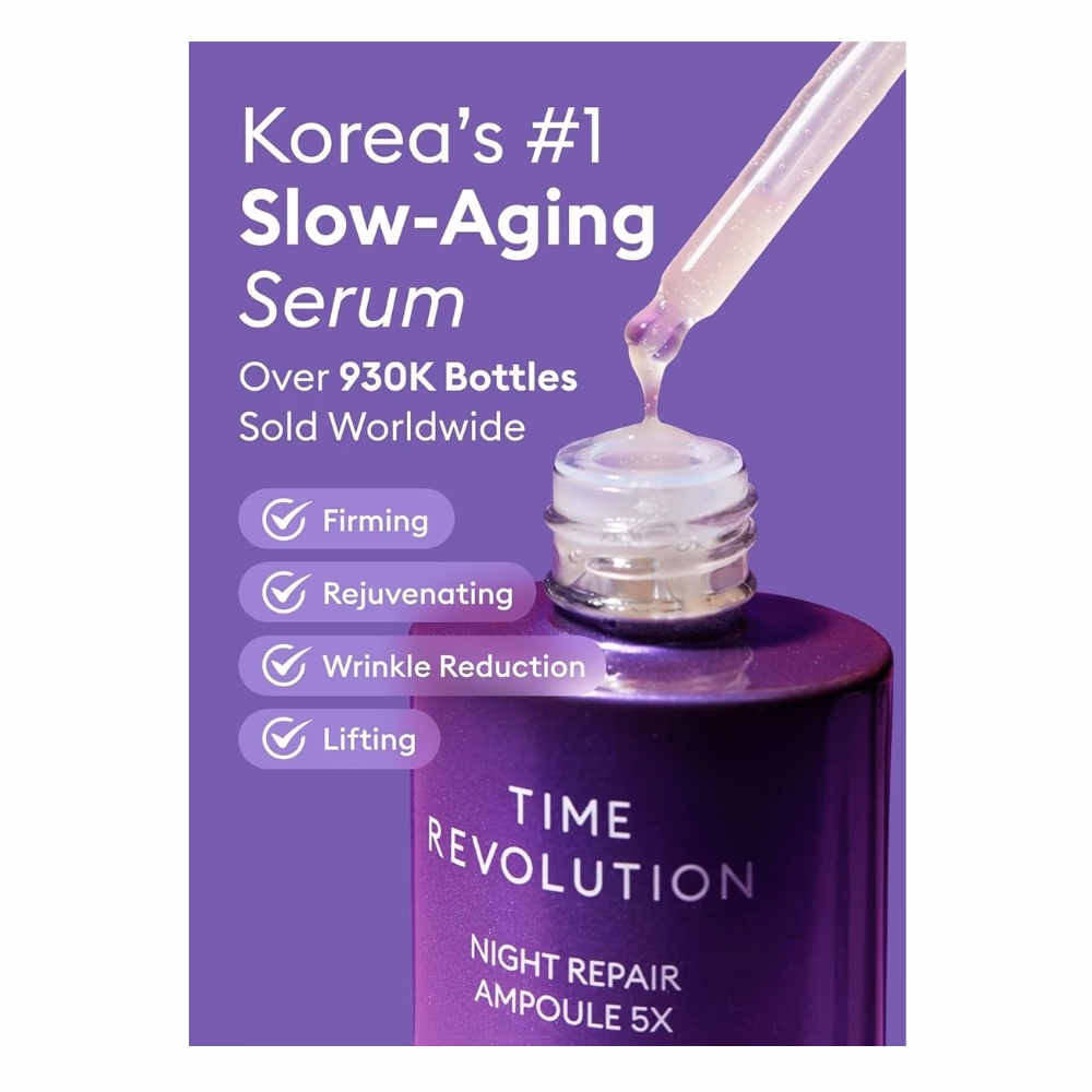 Missha Time Revolution Night Repair Ampoule 5X 50ml – 77.2% Extreme Biome & 10 Probiotics | Overnight Anti-Aging Treatment 3
