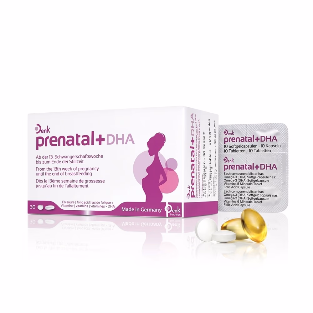 Denk Prenatal+DHA Supplement, 30 Capsules and Tablets – Folic Acid, Vitamins, Minerals, and DHA for Pregnancy and Breastfeeding 1