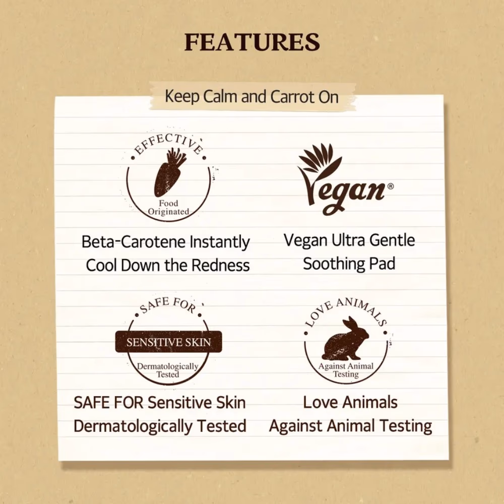 Skinfood Carrot Carotene Calming Water Pad 60 Pads – Beta-Carotene from Carrot Seed Oil | Vegan Toning & Soothing Pads 4