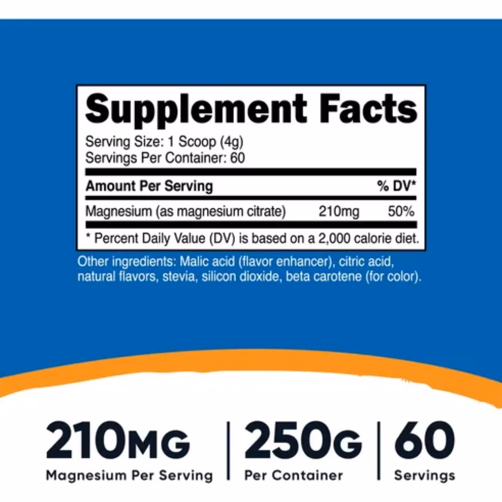 Nutricost Magnesium Citrate Powder, 500g – Peach Mango Flavored Magnesium Supplement for Muscle and Digestive Support 2