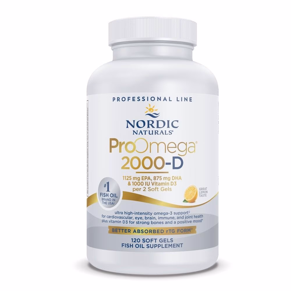 Nordic Naturals ProOmega 2000-D, 120 Soft Gels – High-Intensity Omega-3 Fish Oil with Vitamin D3 for Cardiovascular and Bone Support
