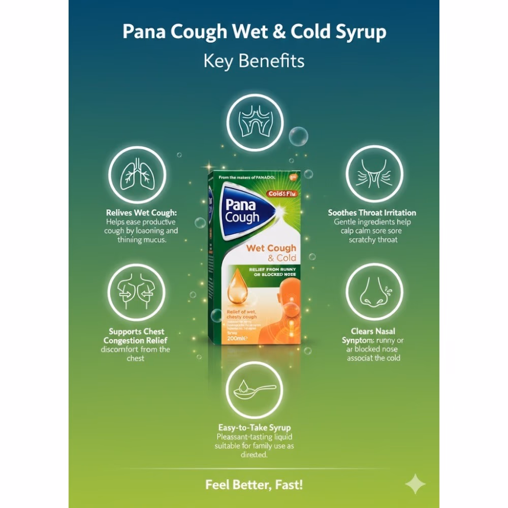 Pana Cough Wet Cough & Cold syrup 200ml 2
