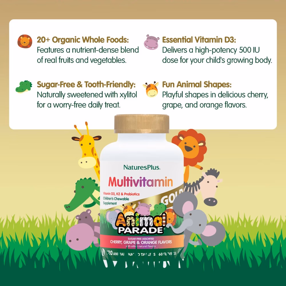 Natures Plus  Animal Parade Multi Vitamin Gold Asst 120s 3