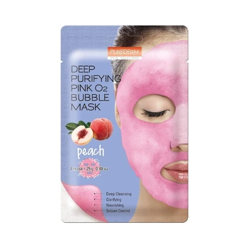 Purederm Deep Purifing Pink O2 Bubble Mask Peach 25gm
