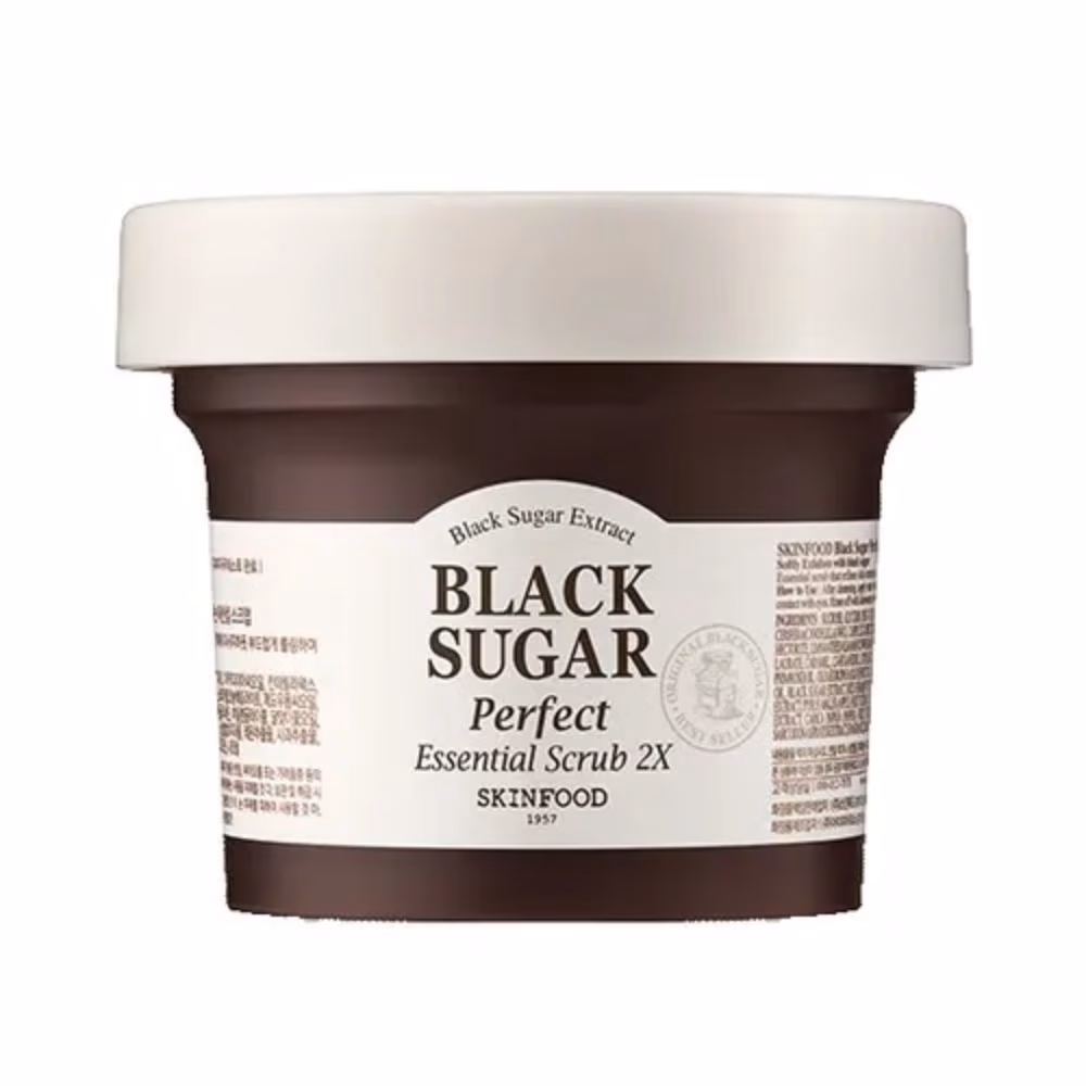 Skinfood Black Sugar Perfect Essential Scrub 2X 210gm – Dual-Action Black Sugar Exfoliator | Physical & Chemical Exfoliation in One
