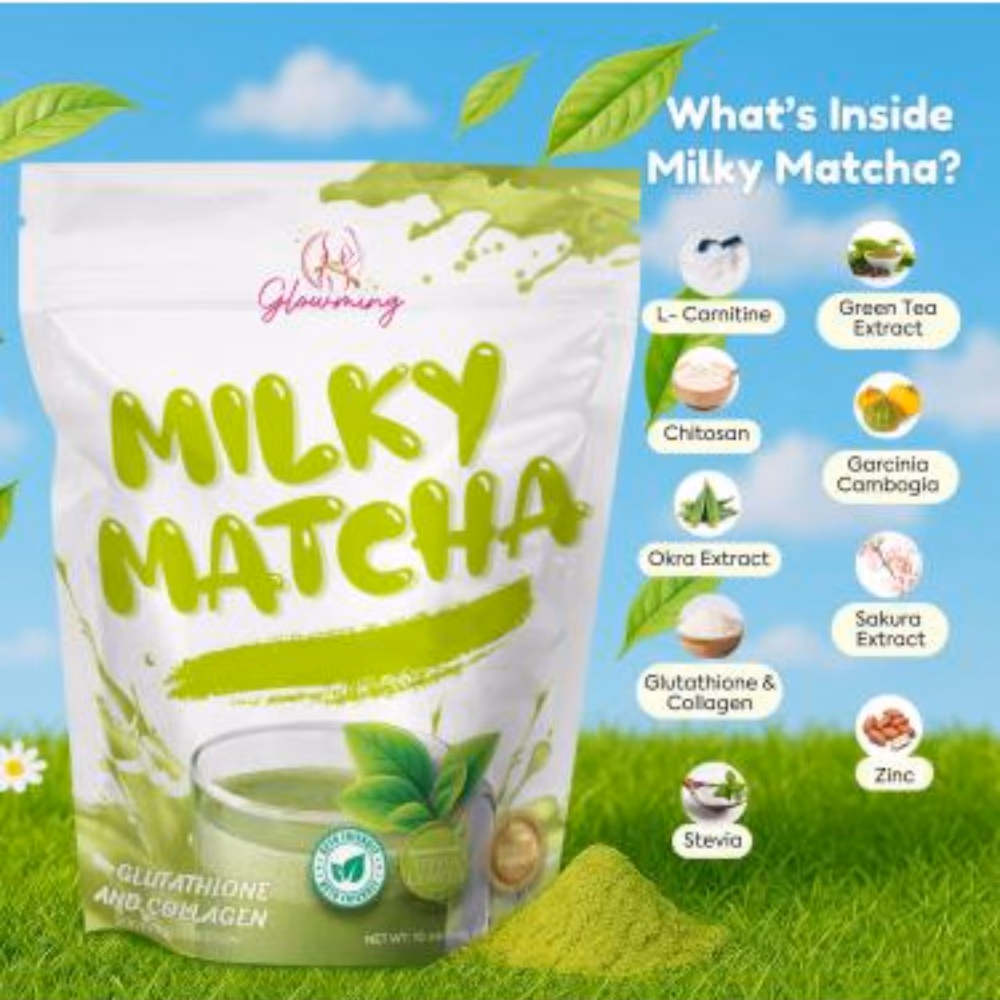 Glowming Milky Matcha Glutathione & Collagen Matcha Latte Drink Mix 10 Sachets x 20g 2