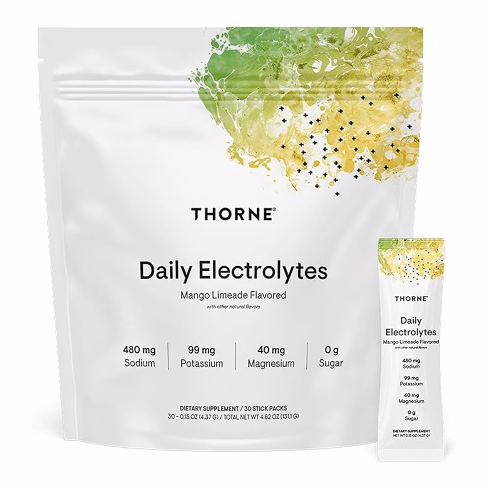 Thorne Daily Electrolytes 30 Stick Packs – Mango Limeade | NSF Certified for Sport Hydration Mix