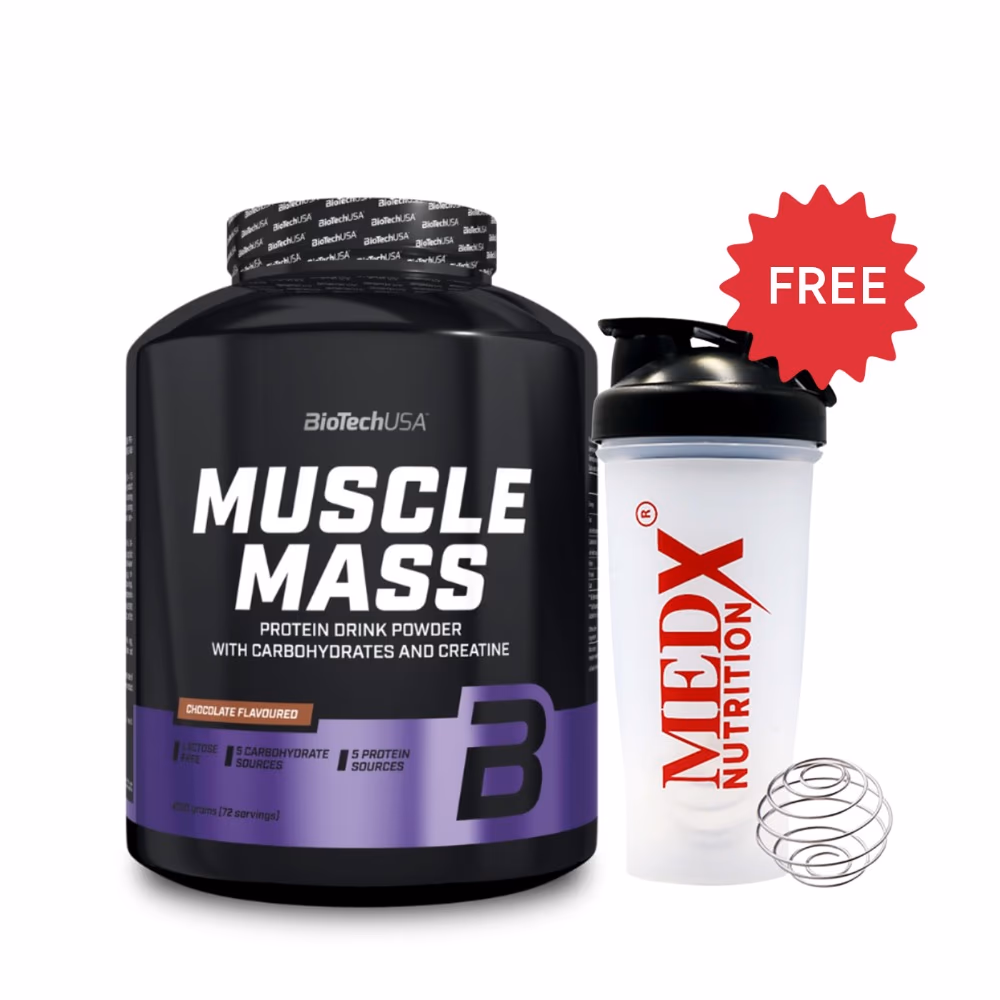 BioTechUSA Muscle Mass Chocolate 4000g: High-Calorie Gainer for Muscle Growth & Strength Support 1