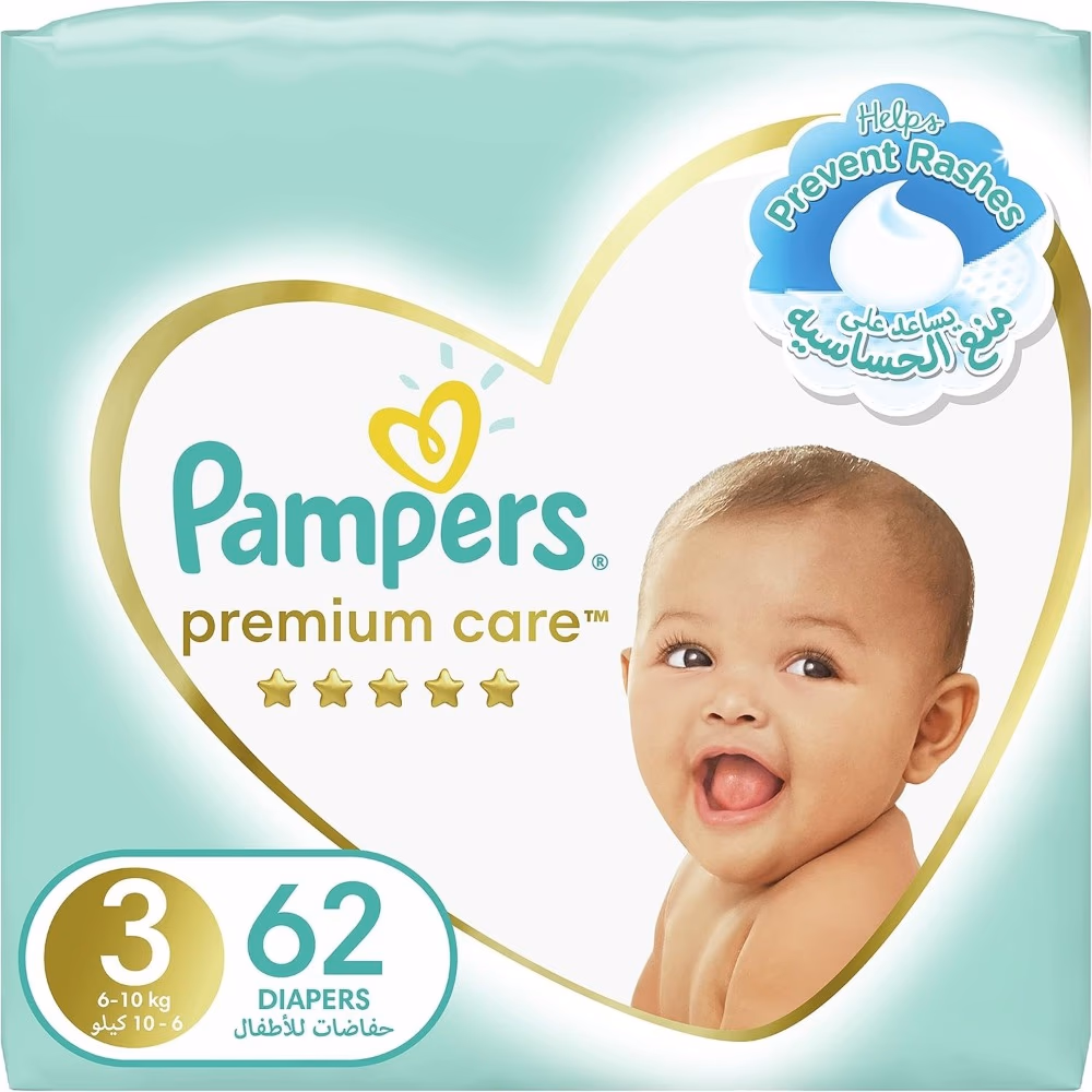 Pampers Premium Care Diapers Size 3 for 6 To 10kg - Pack of 62s