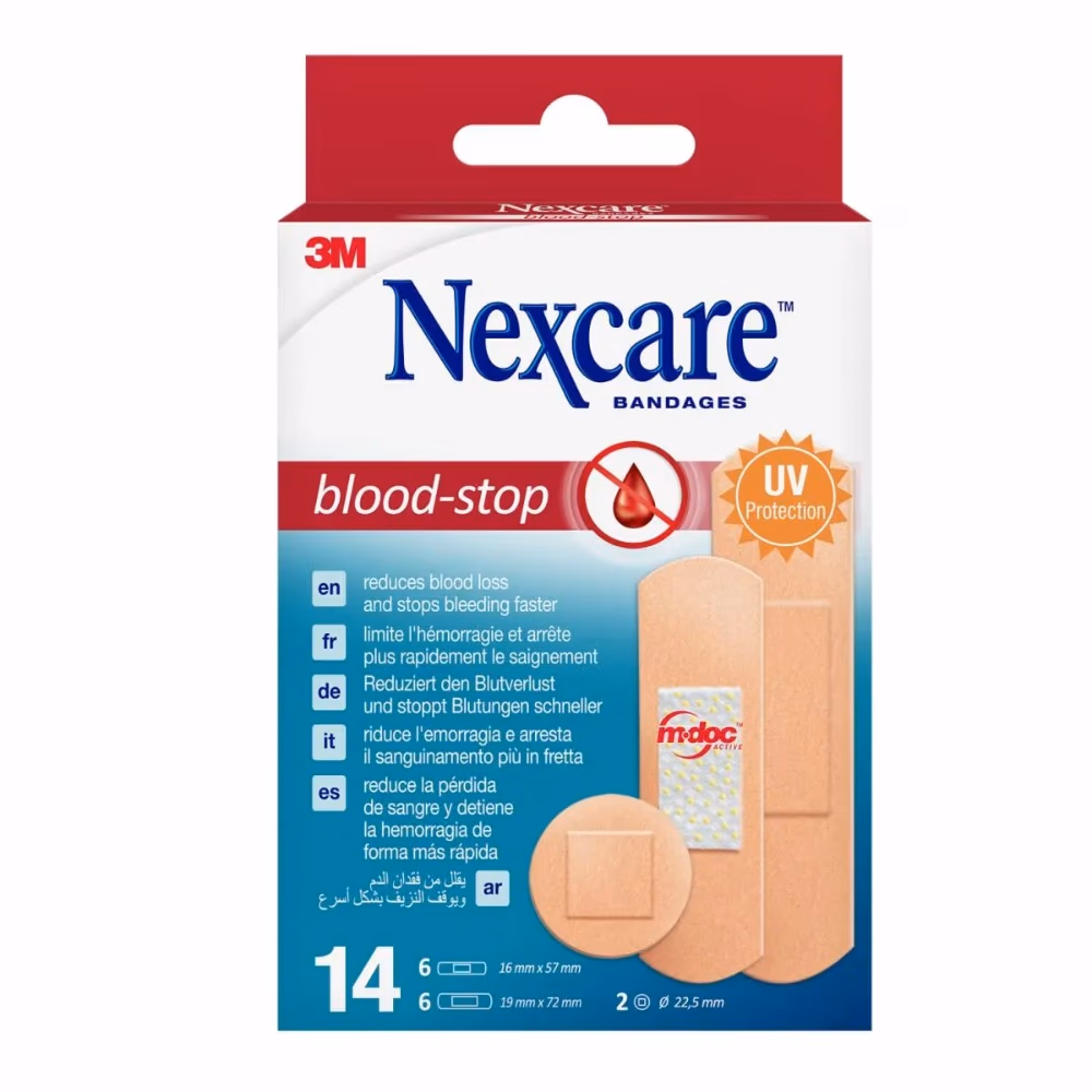 3M Nexcare Blood Stop Fabric Bandages - Assorted Size - 14 Bandages