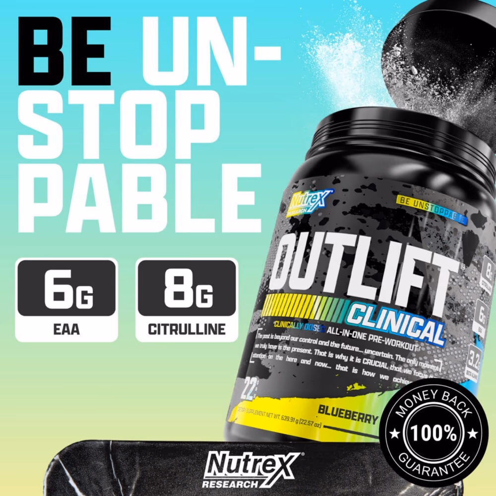 Nutrex Outlift Clinical Blueberry Lemonade 22 Servings – Pre-Workout Supplement 3