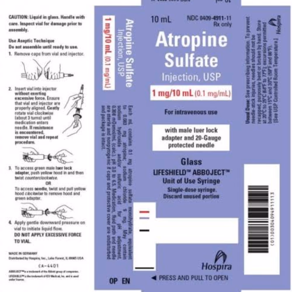Atropine Sulfate Injection, USP – 1mg/10mL (0.1 mg/mL) Luer-Lock Prefilled Syringe 3