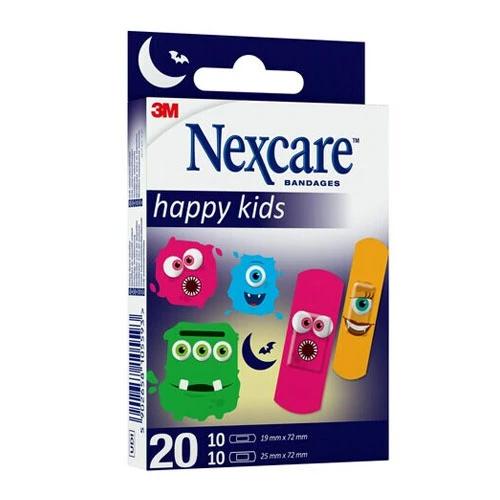 3M Nexcare Happy Kids Monsters Bandages - Assorted Size - 20 Bandages 1