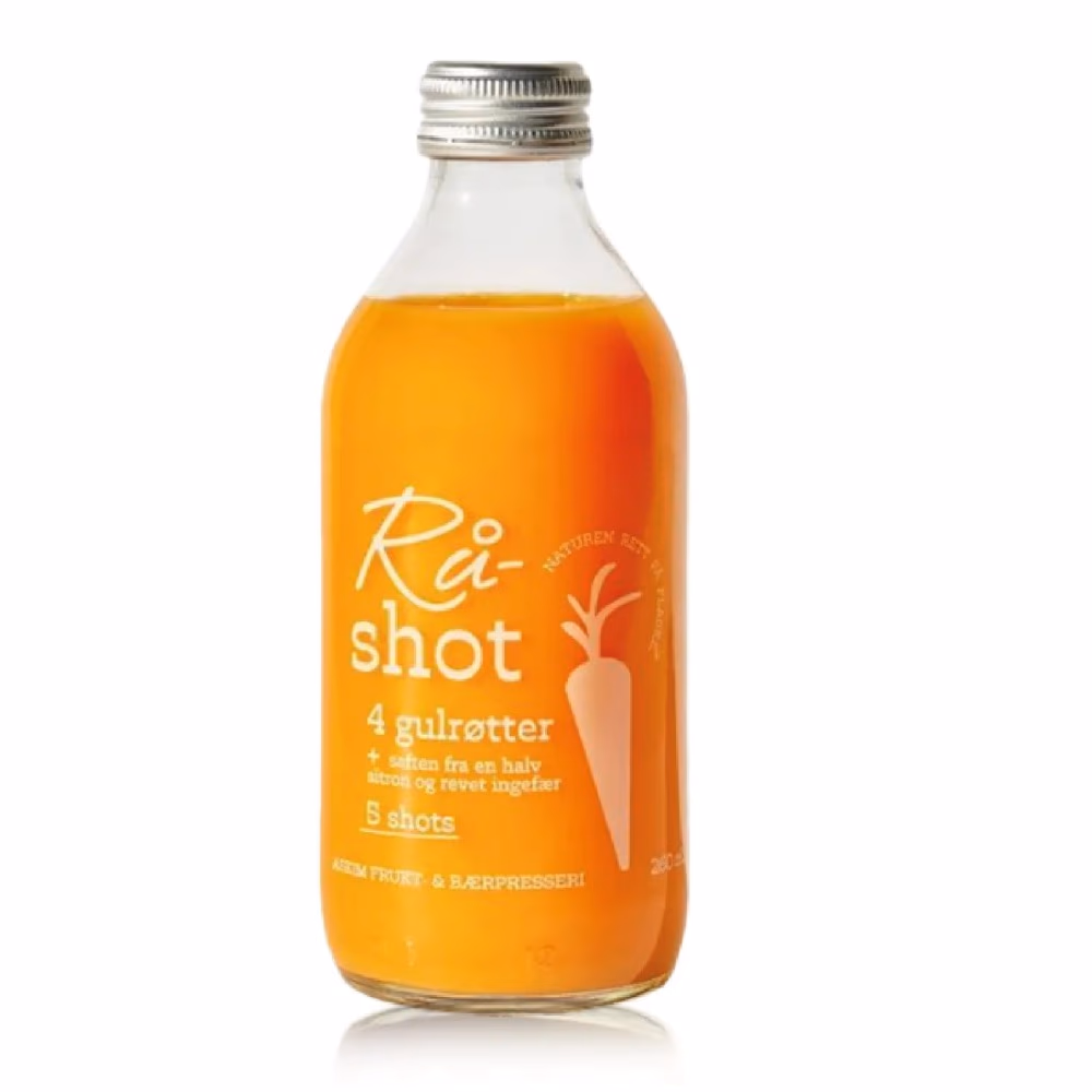 Askim Raw Shot Carrot, Lemon & Ginger 250ml – Norwegian Raw Juice Shot | No Added Sugar | 5 Shots per Bottle