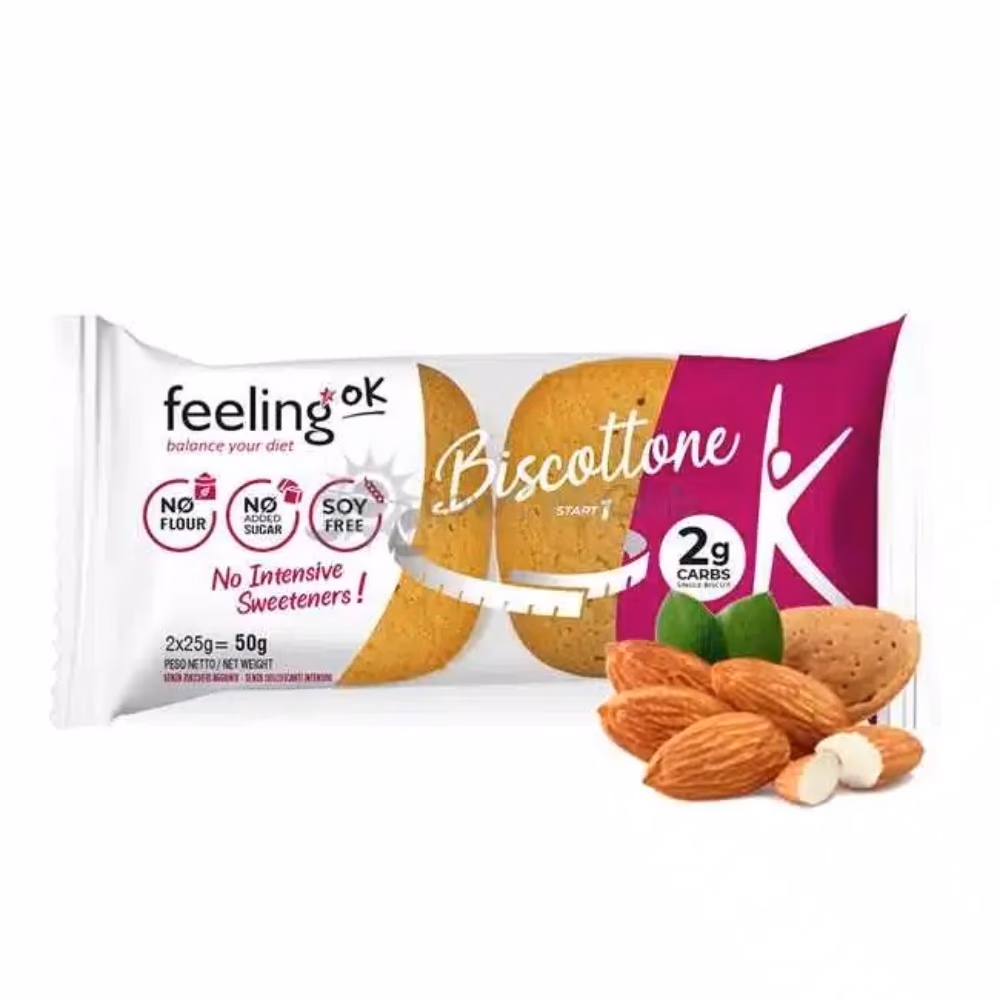 FEELING OK Biscottone Almond Biscuits 50g – Low Carb Almond Cookies 1