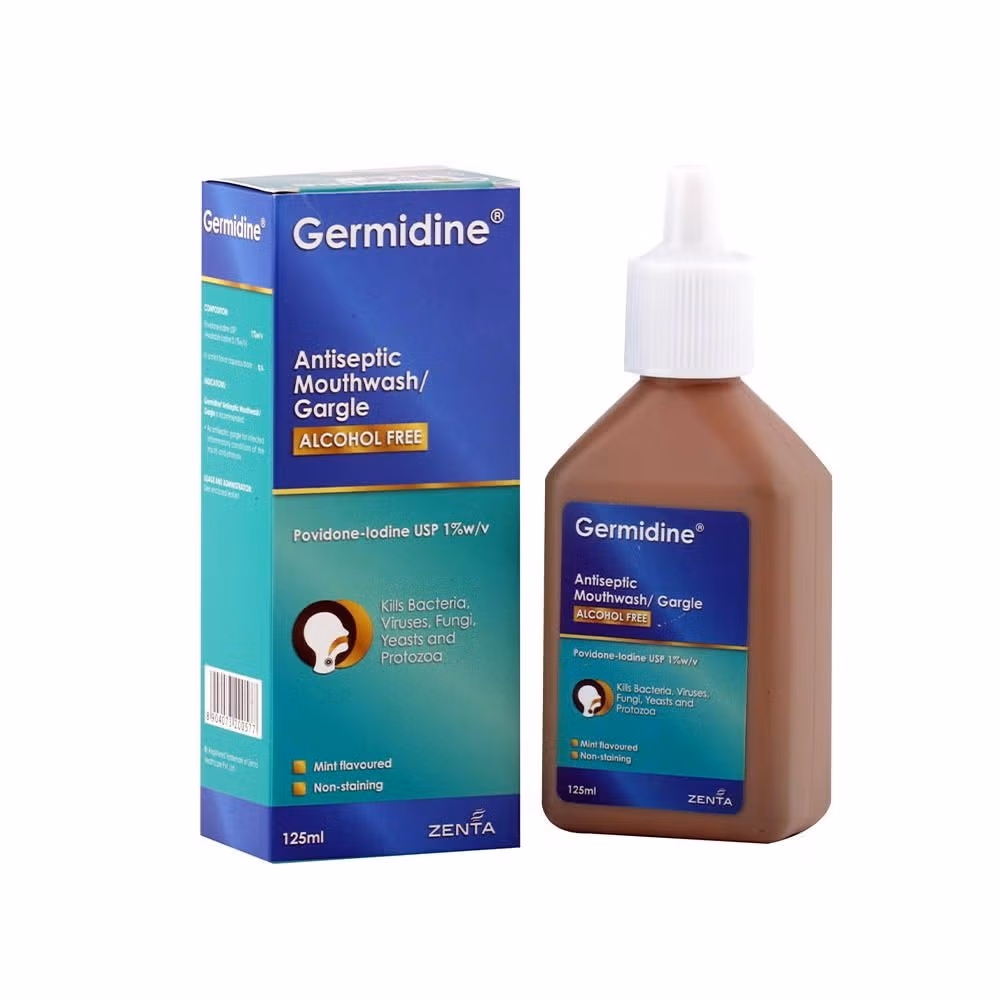 Germidine Antiseptic Mouthwash Gargle Alcohol Free 125 mL