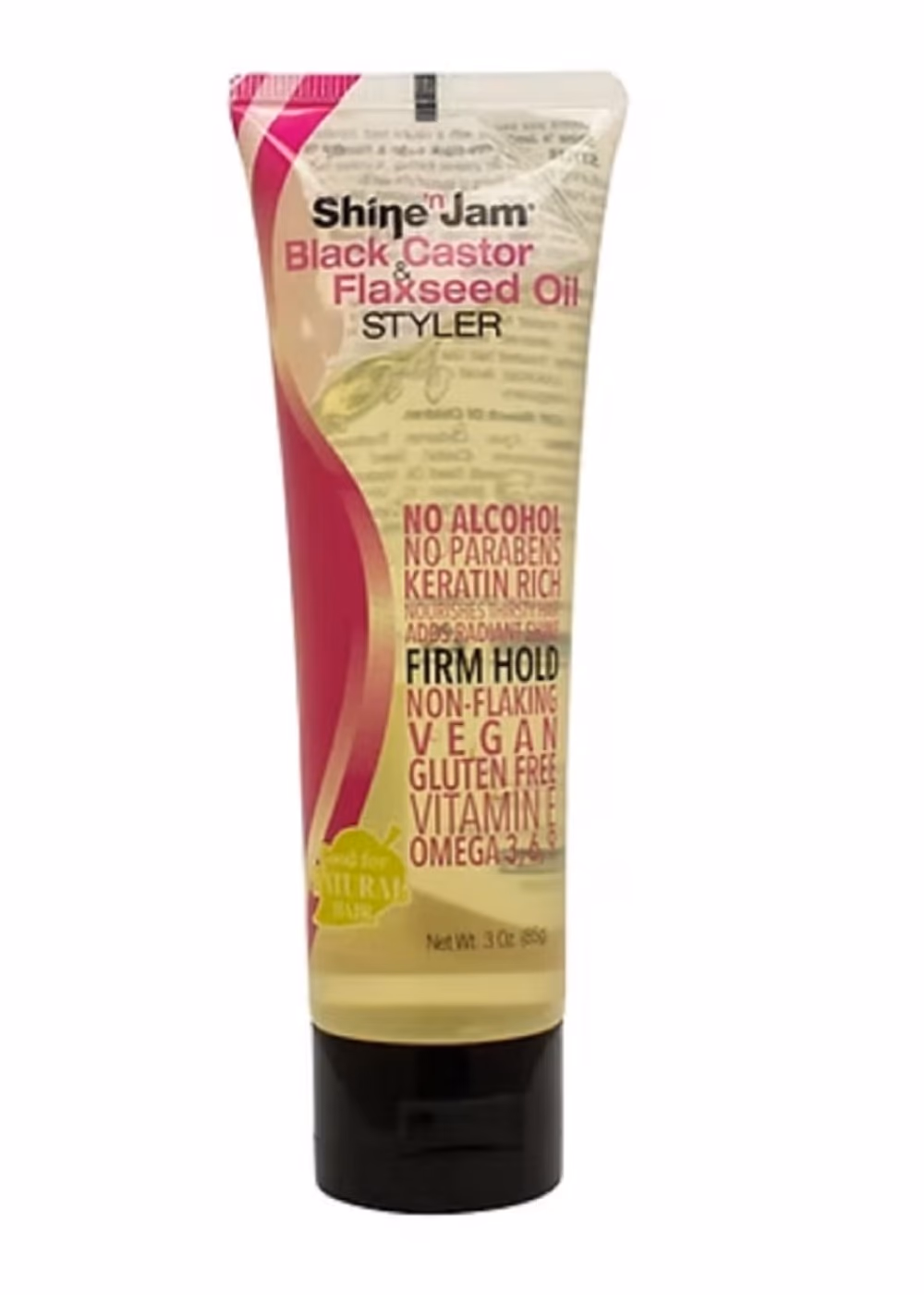 Shine 'N Jam Black Castor Flaxseed Styler Gel 85GM 1